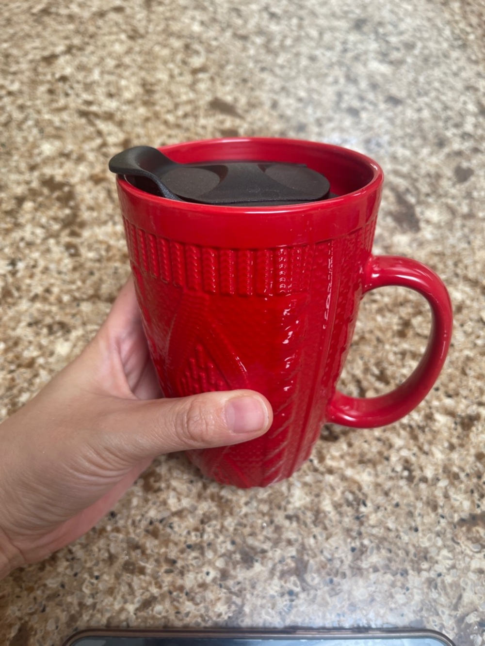 NEW Red Ceramic Travel Mug with Lid - Home Accents